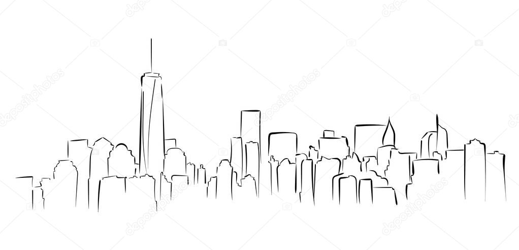 New York panorama. Hand drawned vector illustration