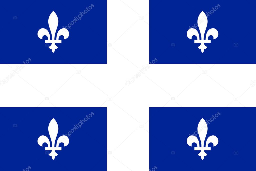 Vector flag of Quebec province Canada. Montreal, Quebec, Laval