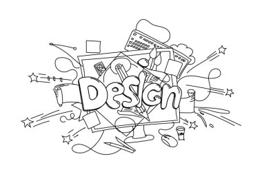 Tasarım ifade. Vektör elle çizilmiş illüstrasyon izole beyaz arka plan üzerinde