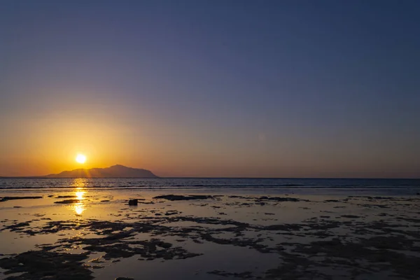 Minunat Apus Soare Peste Insula Tiran Marea Roșie Arabia Saudită — Fotografie, imagine de stoc
