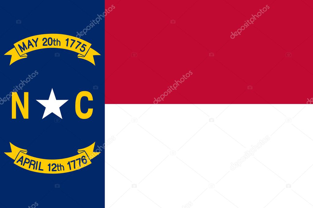 North Carolina vector flag. Vector illustration. United States of America. Raleigh