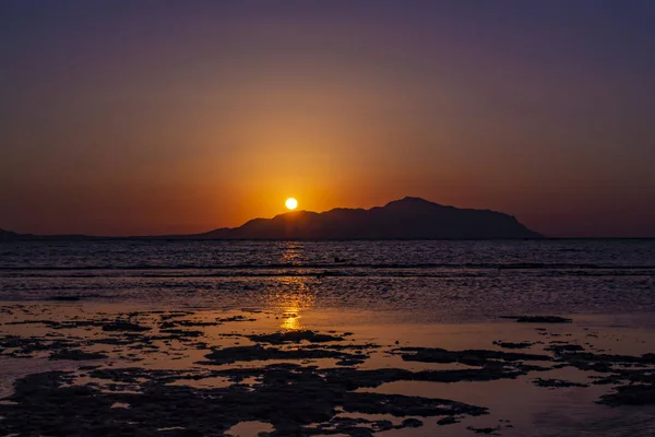 Maravilhoso Pôr Sol Sharm Sheikh Egito Sobre Tiran Ilha Mar — Fotografia de Stock