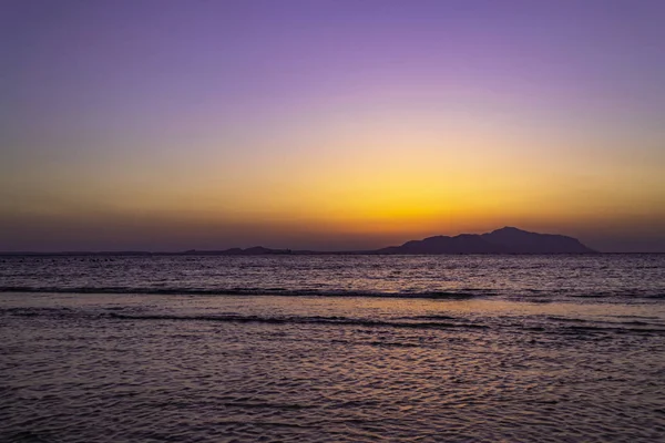 Minunat Apus Soare Sharm Sheikh Egipt Peste Insula Tiran Marea — Fotografie, imagine de stoc