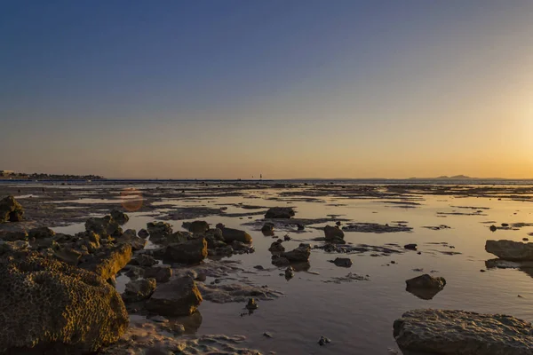 Frumos Apus Soare Sharm Sheikh Egipt Peste Insula Tiran Marea — Fotografie, imagine de stoc