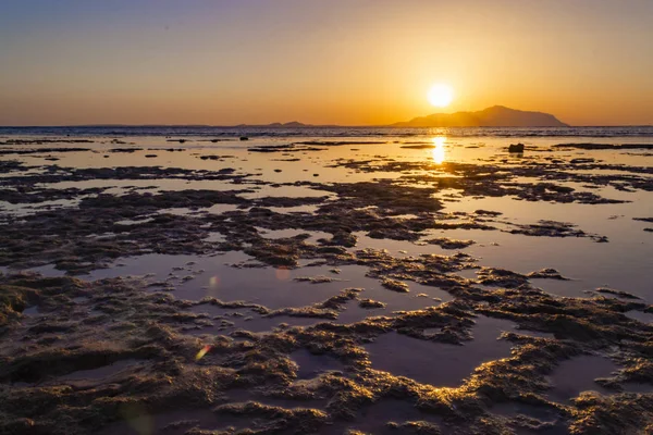 Apus Soare Sharm Sheikh Egipt Deasupra Insulei Tiran Marea Roșie — Fotografie, imagine de stoc