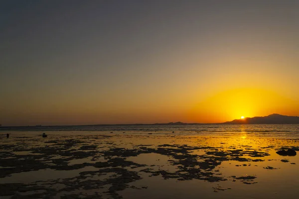 Maravilhoso Pôr Sol Sharm Sheikh Egito Sobre Tiran Ilha Mar — Fotografia de Stock