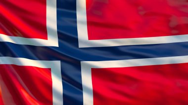 Norveç bayrağı. Norveç bayrağı sallayarak 3d çizim