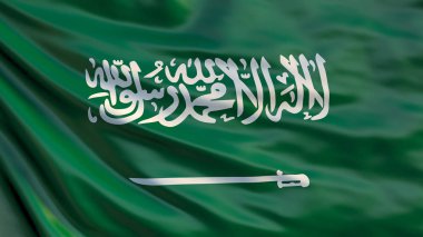 Suudi Arabistan bayrağı. Suudi Arabistan bayrağı sallayarak 3d çizim
