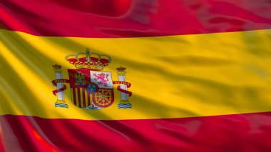 İspanyol bayrağı. İspanya bayrağı sallayarak 3d çizim