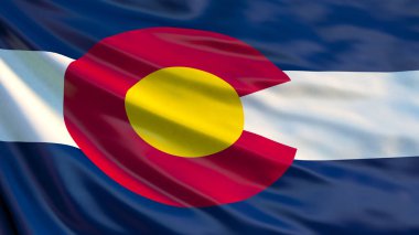 Colorado bayrak. Colorado state, Amerika Birleşik Devletleri bayrağı sallayarak.