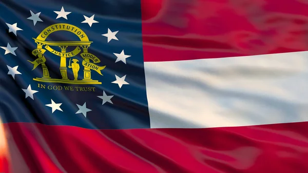 Georgien Statsflagga Viftande Flagga Delstaten Georgia Usa — Stockfoto