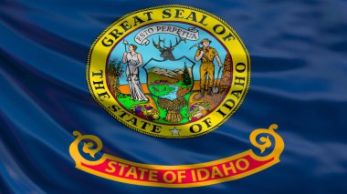 Idaho devlet bayrağı. Idaho devlet, Amerika Birleşik Devletleri bayrağı sallayarak.