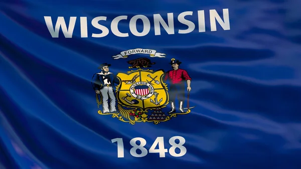 Drapeau Wisconsin Drapeau Agitant État Wisconsin États Unis Amérique — Photo