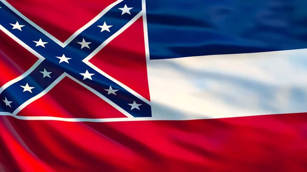 Mississipi Vlag Wapperende Vlag Van Mississipi State Verenigde Staten Van — Stockfoto