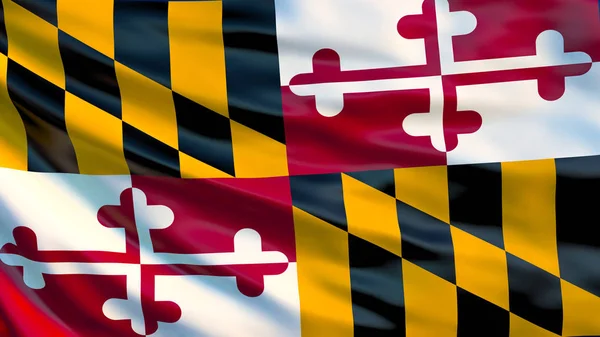 Флаг Мэриленда Размахивая Флагом Штата Мэриленд Соединенных Штатов Америки Иллюстрация — стоковое фото