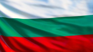 Bulgaristan bayrağı. Bulgaristan bayrağı sallayarak 3d çizim. Sofya