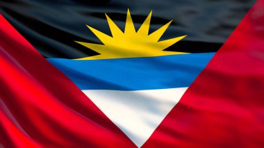 Antigua ve Barbuda bayrağı. Antigua ve Barbuda 3d çizim bayrağı sallayarak. Saint John's