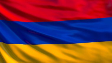 Ermenistan bayrağı. Ermenistan bayrağı sallayarak 3d çizim. Yerevan