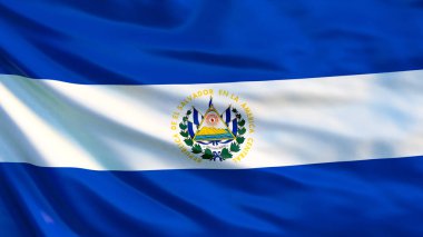 El Salvador bayrak. El Salvador bayrağı sallayarak 3d çizim. San Salvador