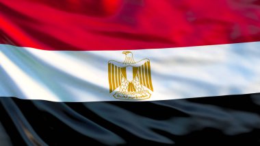 Mısır bayrağı. Mısır bayrağı sallayarak 3d çizim. Cairo