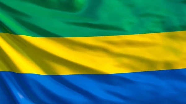 Vlag Van Gabon Vlag Van Gabon Zwaaien Illustratie Libreville — Stockfoto