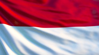 Monaco bayrağı. Monaco bayrağı sallayarak 3d çizim. Monaco