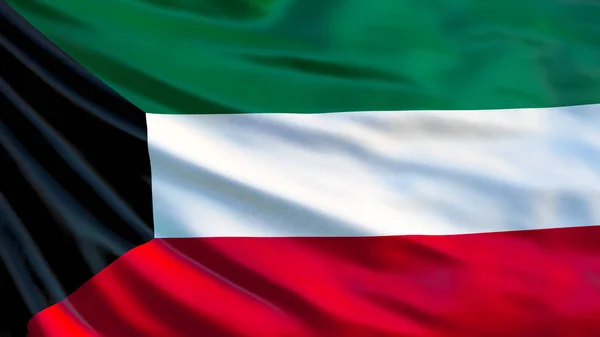 クウェートの国旗 クウェートの国旗を振って イラストレーション クウェート市 — ストック写真