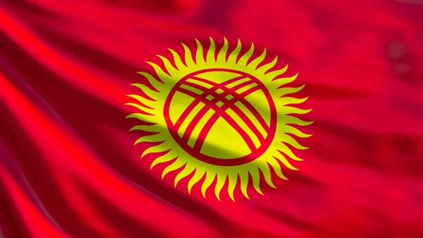 Kyrgyzstan Flagge Fahne Von Kyrgyzstan Schwenkend Illustration Bischkek — Stockfoto