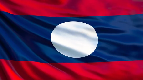 Bandeira Laos Acenando Bandeira Laos Ilustração Vientiano — Fotografia de Stock