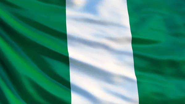 尼日利亚国旗 尼日利亚的挥动的旗子3D 阿布贾 — 图库照片