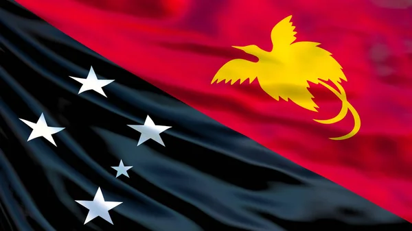 Bandeira Papua Nova Guiné Acenando Bandeira Papua Nova Guiné Ilustração — Fotografia de Stock