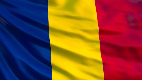 罗马尼亚国旗 罗马尼亚的挥动的旗子3D 布加勒斯特 — 图库照片