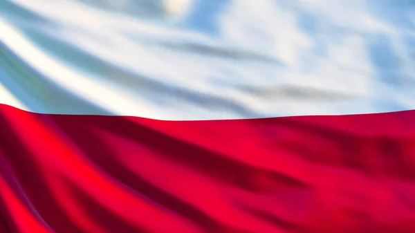 Poland flag. Waving flag of Poland 3d illustration. Warsaw