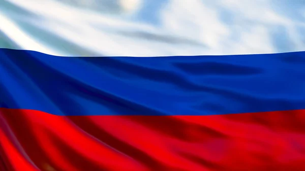 Russia flag. Waving flag of Russia 3d illustration. Moscow