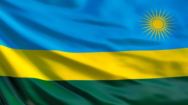 Σημαία Της Ρουάντα Κυματίζει Σημαία Της Ρουάντα Απεικόνιση Κιγκάλι — Φωτογραφία Αρχείου