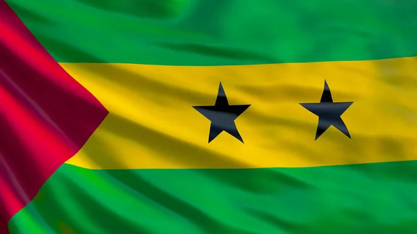 Bandeira São Tomé Príncipe Bandeira Ondulada São Tomé Príncipe Ilustração — Fotografia de Stock