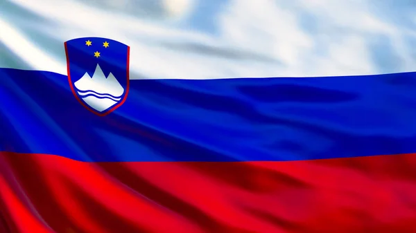 Slovenien Flagga Vifta Med Sloveniens Flagga Illustration Ljubljana — Stockfoto