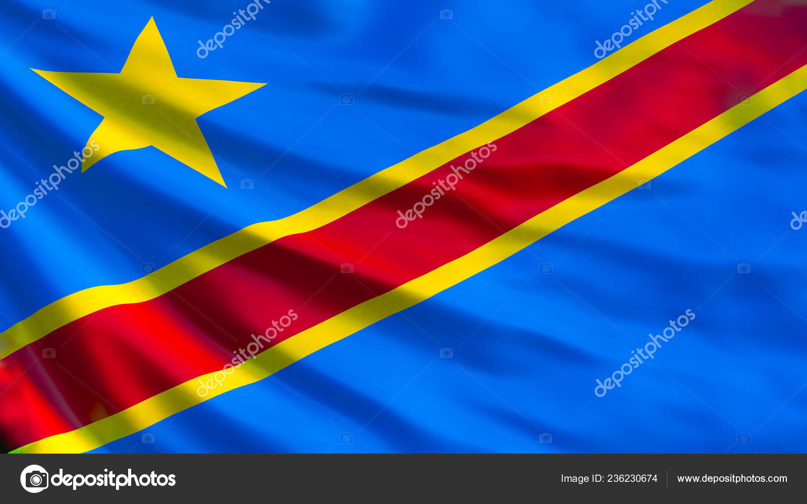 Drapeau: Congo-Kinshasa (République démocratique) | portrait flag | 6m² |  400x150cm