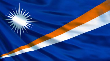 Marshall Adaları bayrağı. Marshall Adaları bayrağı sallayarak 3d çizim. Majuro