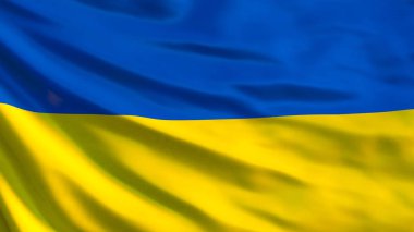 Ukrayna bayrağı. Ukrayna bayrağı sallayarak 3d çizim. Kiev