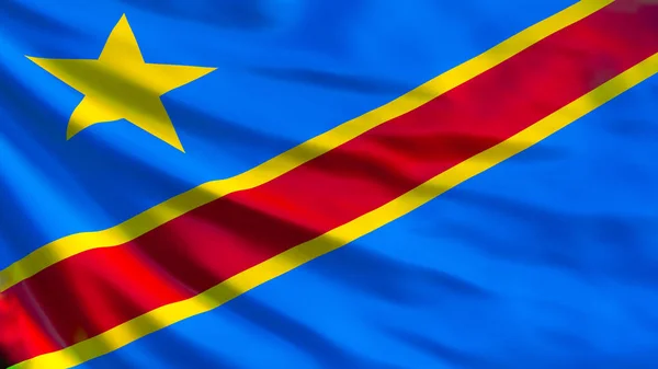 Bandera República Democrática Del Congo Ondeando Bandera República Democrática Del — Foto de Stock