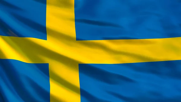 Sweden flag. Waving flag of Sweden 3d illustration. Stockholm