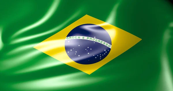Brasil Vlag Wind Braziliaanse Vlag Zwaaien Illustratie — Stockfoto