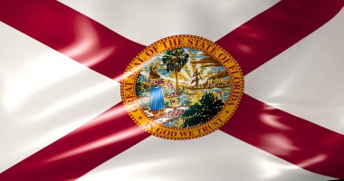 Florida bayrak. Amerika Birleşik Devletleri. 3D çizim. 4 k kalite