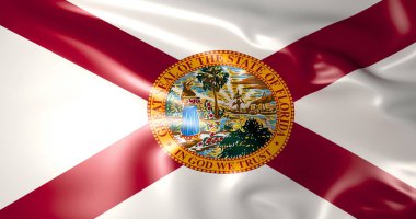 Florida bayrak. Amerika Birleşik Devletleri. 3D çizim. 4 k kalite