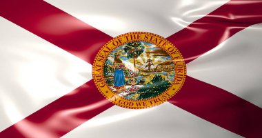 Florida bayrak. Amerika Birleşik Devletleri. 3D çizim. 4 k kalite