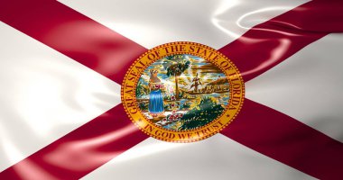 Florida bayrak. Amerika Birleşik Devletleri. 3D çizim. 4 k kalite