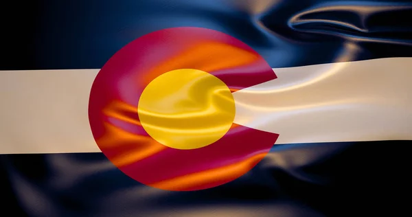 Colorado flag in the wind. 3d illustration. Denver