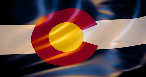 Colorado flag in the wind. 3d illustration. Denver