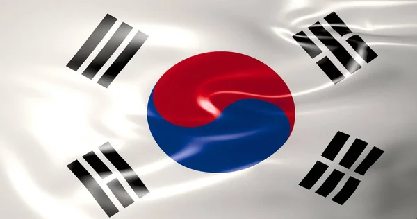 Zuid Korea Zijde Vlag Zwaaien Wind Illustratie Seoel — Stockfoto